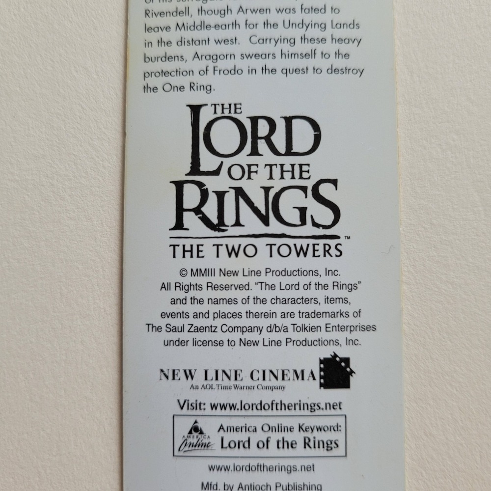 Vintage Aragorn Tab Bookmark, 2002 Lord Rings Two Towers, Y2K Movie, XTAB-622477 - Picture 11 of 12
